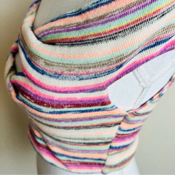 Urban Outfitters Multicolor Cream Knit Twist Front Off Shoulder Crop Top Blouse - Picture 5 of 13